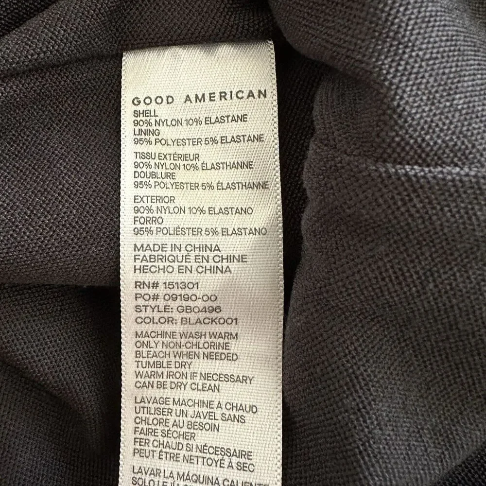 Good American Women Black Scuba Modern Tank Square Neck Bodysuit Size 2 - Picture 7 of 8